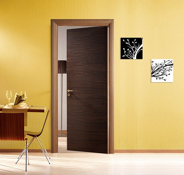 Interior wooden door with Ebony finish and rounded frame